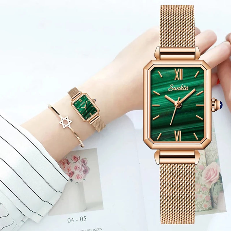 LIGE Brand  Women Watch Waterproof Roman Numeral Fashion Retro Classic Small Gold Ladies Watch Quartz Watches Montre Femme