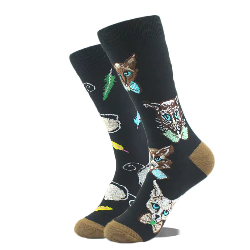 Cotton Happy Funny Socks Men Alien Planet Shark Crazy Design Sokken Unisex Novelty Dinosaur Crew Skateboard Calcetines Hombre