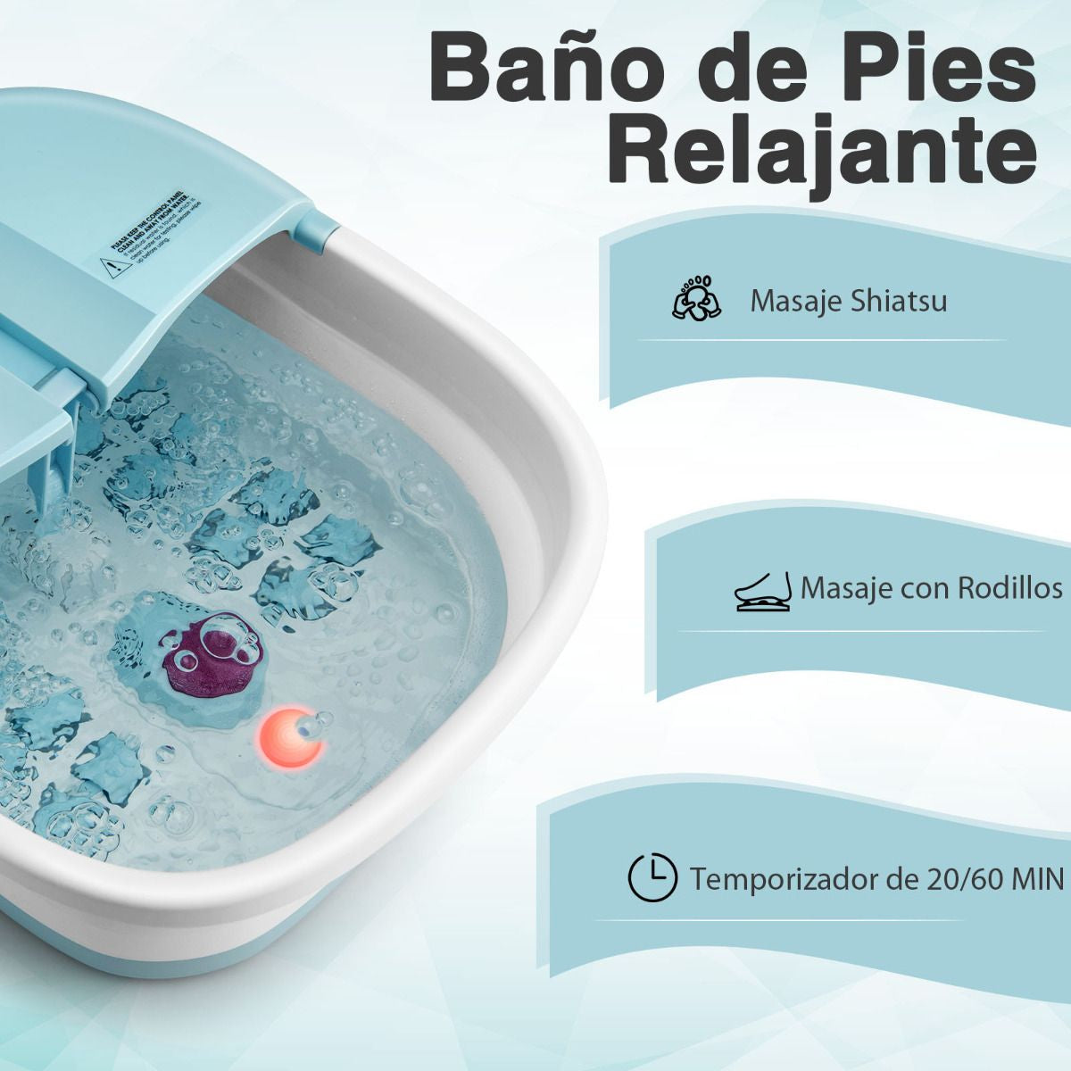 Masajeador Plegable Para Pies Con Calentamiento Pediluvio Mando Masaje Con Burbujas Rodillo Caja Piedra 33,5 X 41 X 20,5 Cm