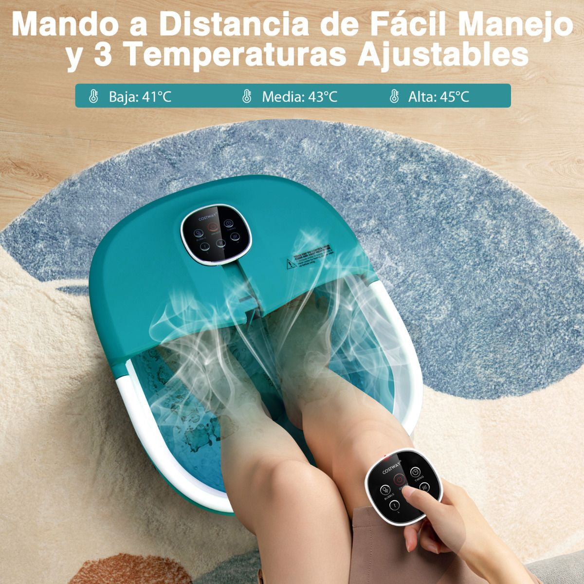 Masajeador Plegable Para Pies Con Calentamiento Pediluvio Mando Masaje Con Burbujas Rodillo Caja Piedra 33,5 X 41 X 20,5 Cm