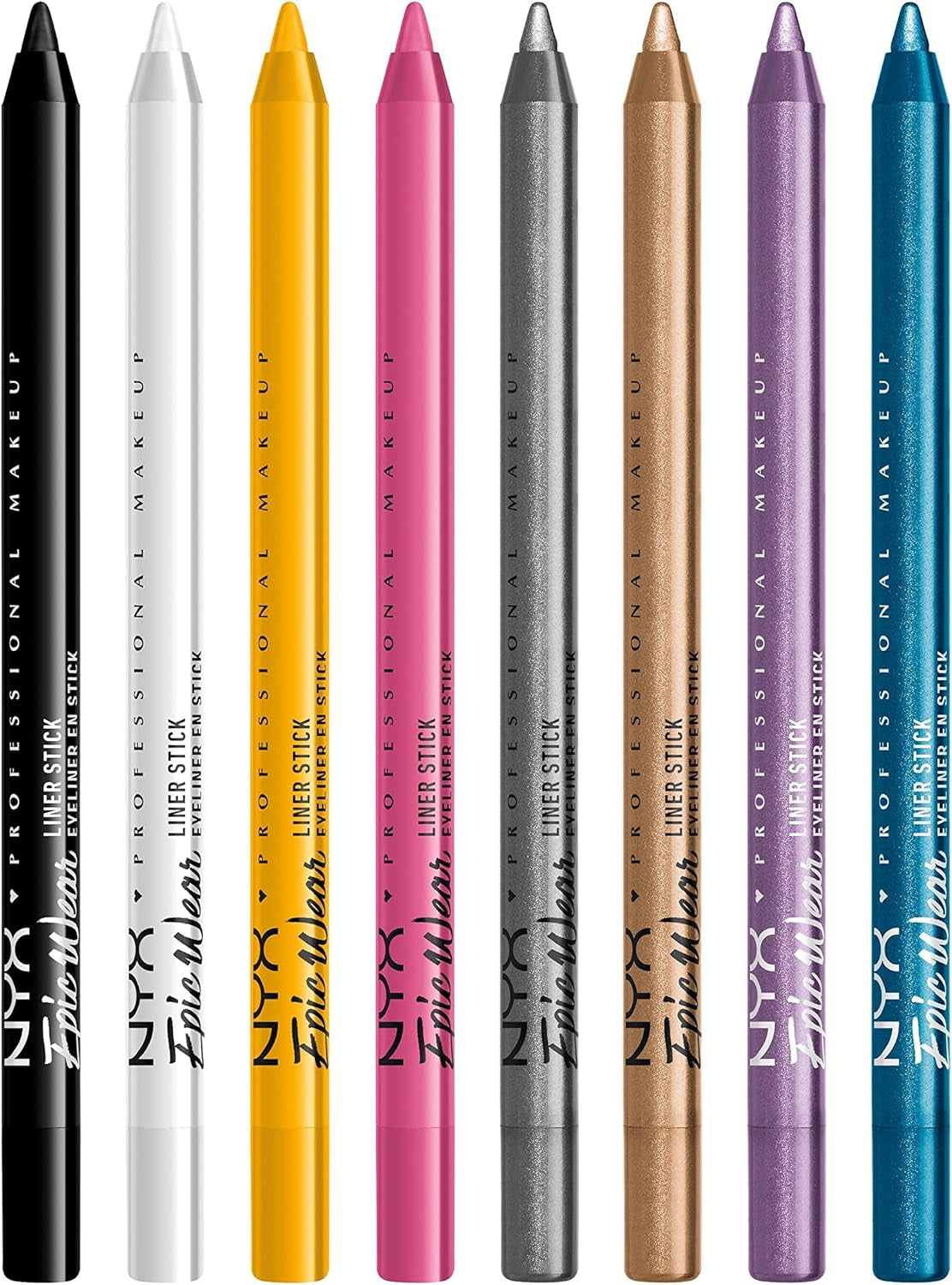 NYX Professional Makeup Epic Wear Long Lasting Liner Stick, [Negro, Turquesa, Morado], Pack De 3