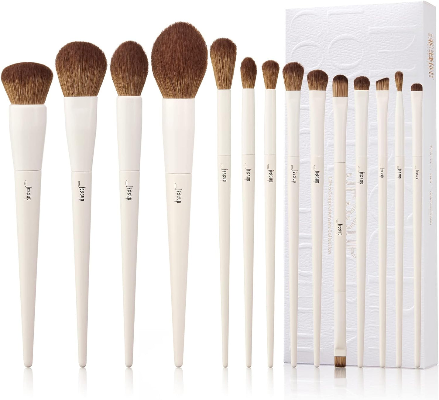 Jessup Brochas De Maquillaje,14 Piezas Set De Brochas De Maquillaje Veganas,Base En Polvo Sombra De Ojos Mezcla Corrector Juego De Brochas Para Pliegues Pinceles Para Delineador De Cejas,T329