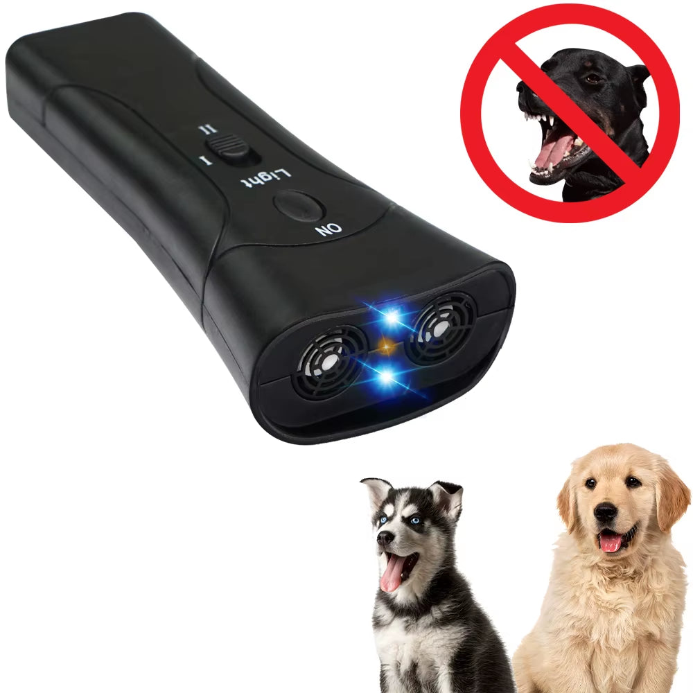 Ultrasonic Double Head Double Horn LED Laser Dog Training Device Dog Repeller Pet Dog Barking Training Device without Battery