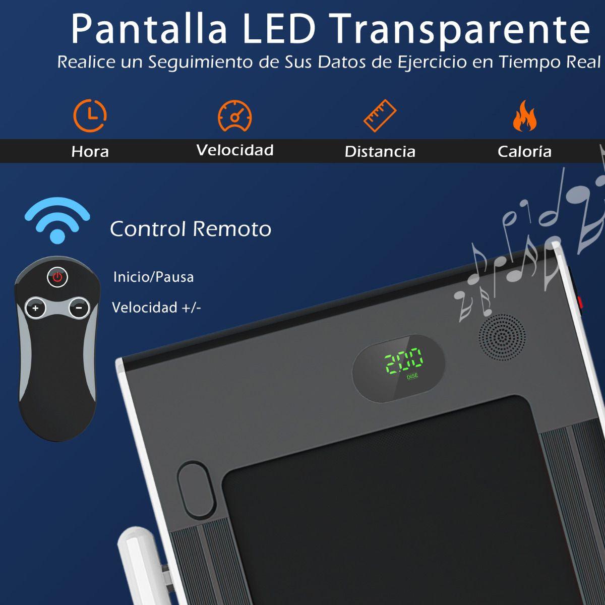 Cinta De Correr Plegable 2 En 1 De Sobremesa Con App Y Mando a Distancia Compacta Para Hogar Oficina Gimnasio Blanco