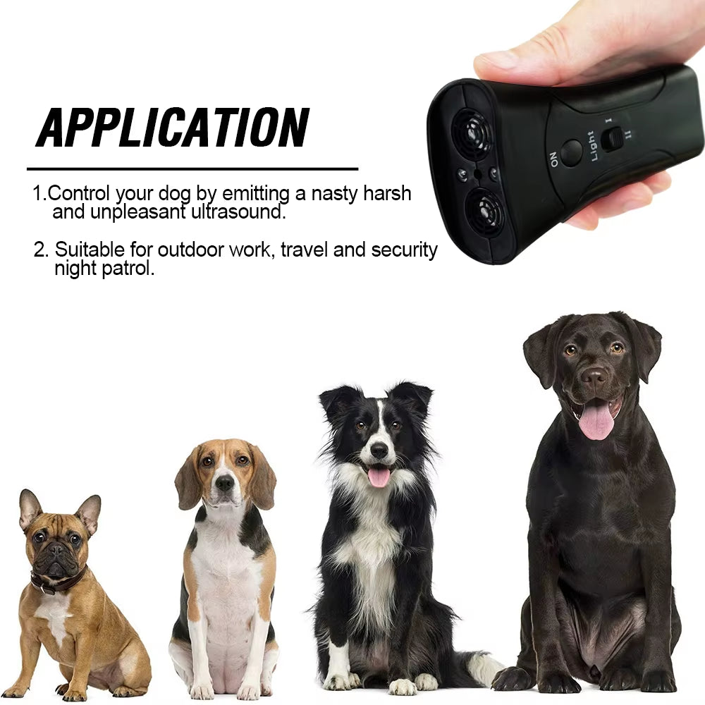 Ultrasonic Double Head Double Horn LED Laser Dog Training Device Dog Repeller Pet Dog Barking Training Device without Battery