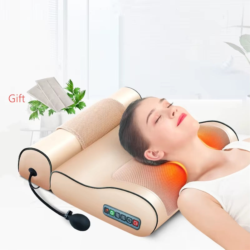 Neck Massage Pillow Infrared Heating Shiatsu Massager Device Kneading Massage with Wave Curve Design Healthy Massager