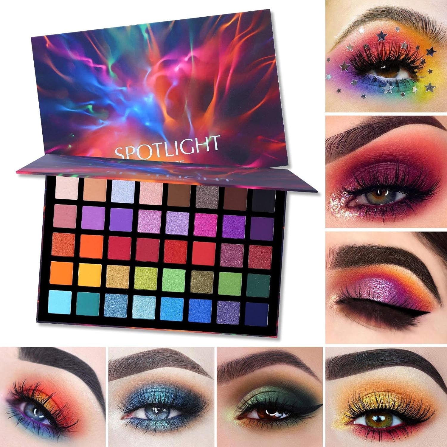 Paletas De Sombras De Ojos Profesionales - 40 Coloridas Paletas De Maquillaje Larga Duración - Sombra De Ojos Brillantes Y Mate - Crear Belleza