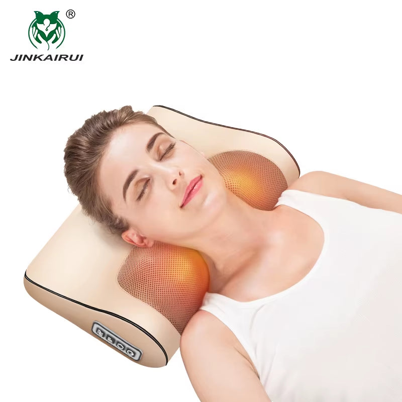 Neck Massage Pillow Infrared Heating Shiatsu Massager Device Kneading Massage with Wave Curve Design Healthy Massager