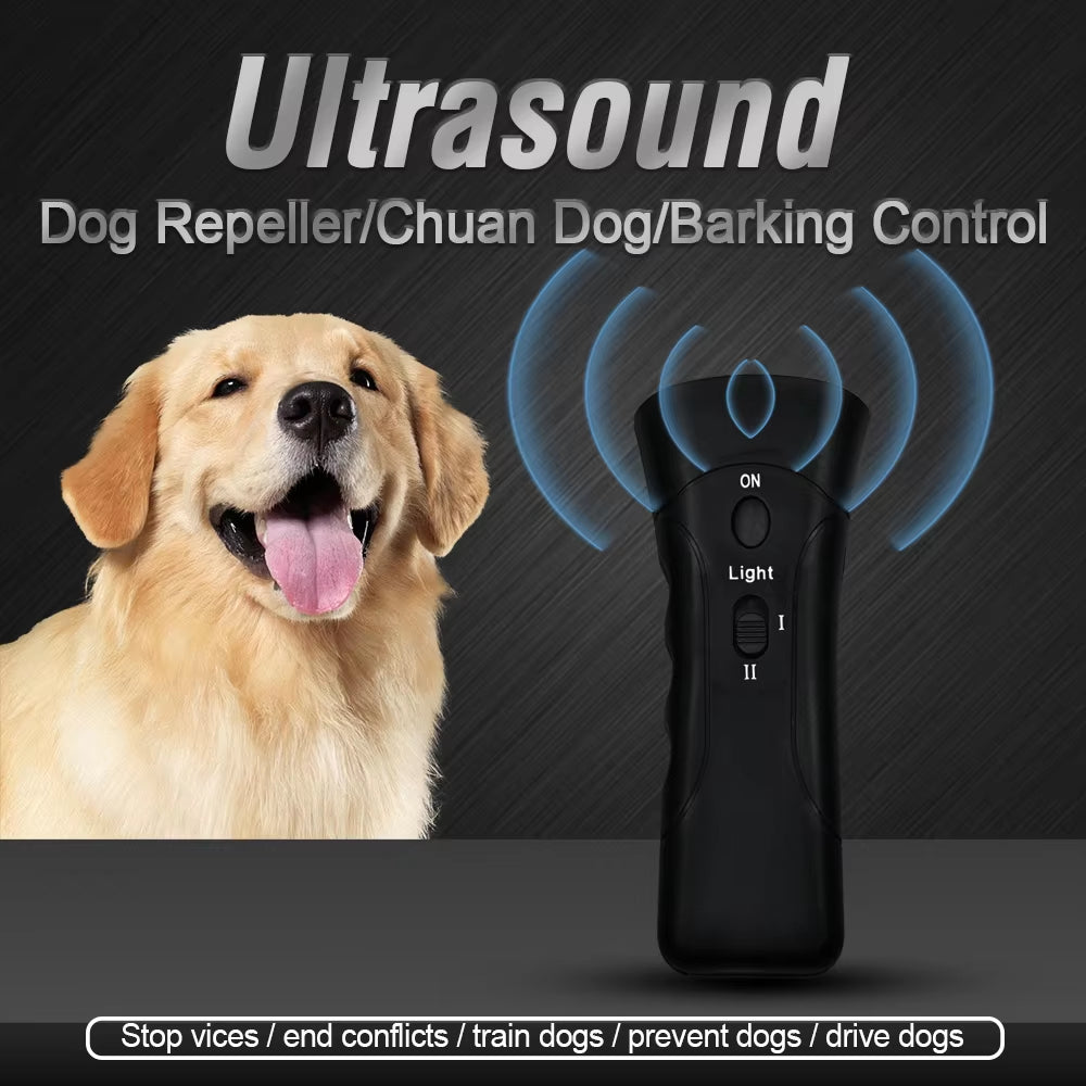 Ultrasonic Double Head Double Horn LED Laser Dog Training Device Dog Repeller Pet Dog Barking Training Device without Battery