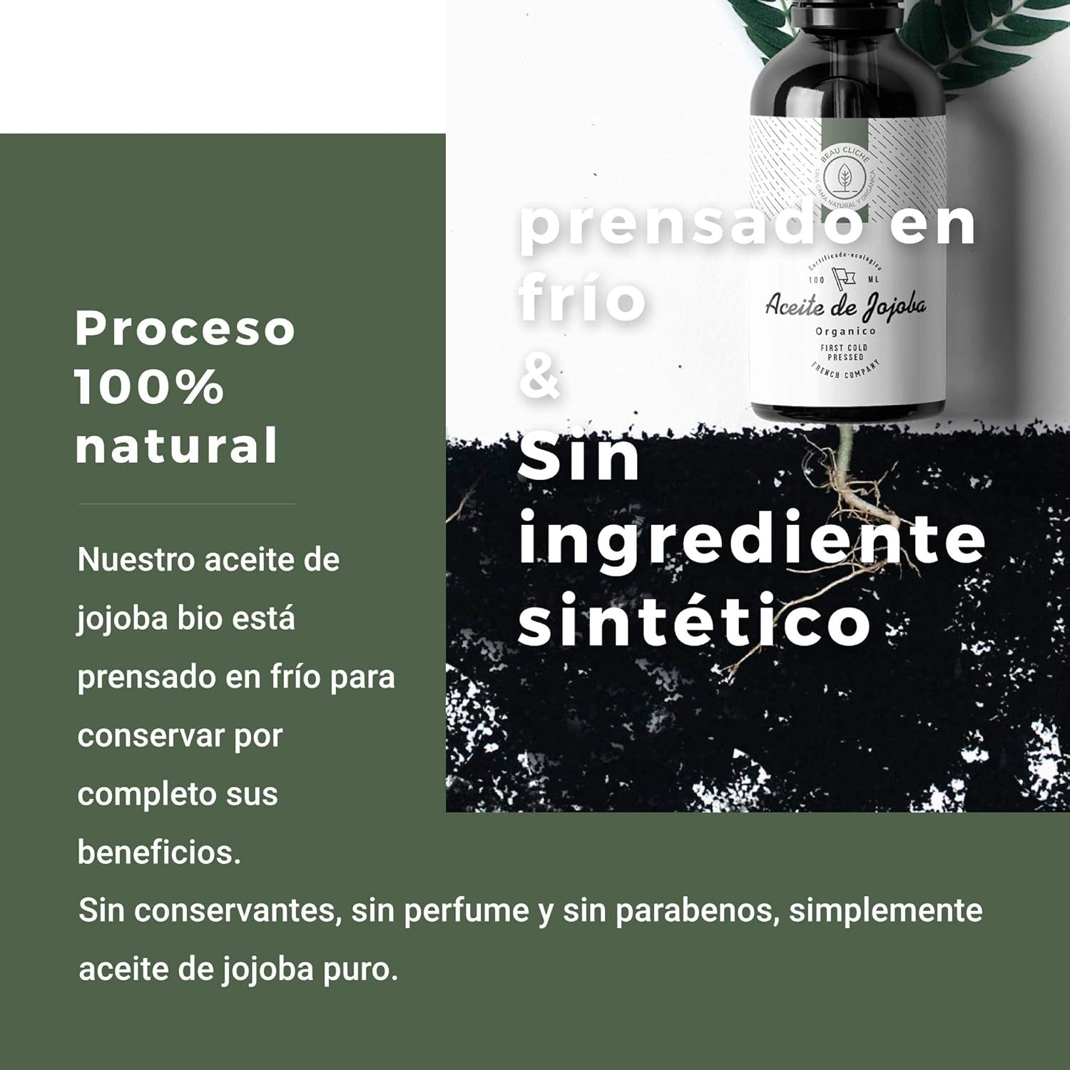 100Ml Aceite De Jojoba Orgánico, Prensado En Frío, Puro - Cuidado 100% Natural Para La Piel, Cabello, Barba - Botella De Cristal