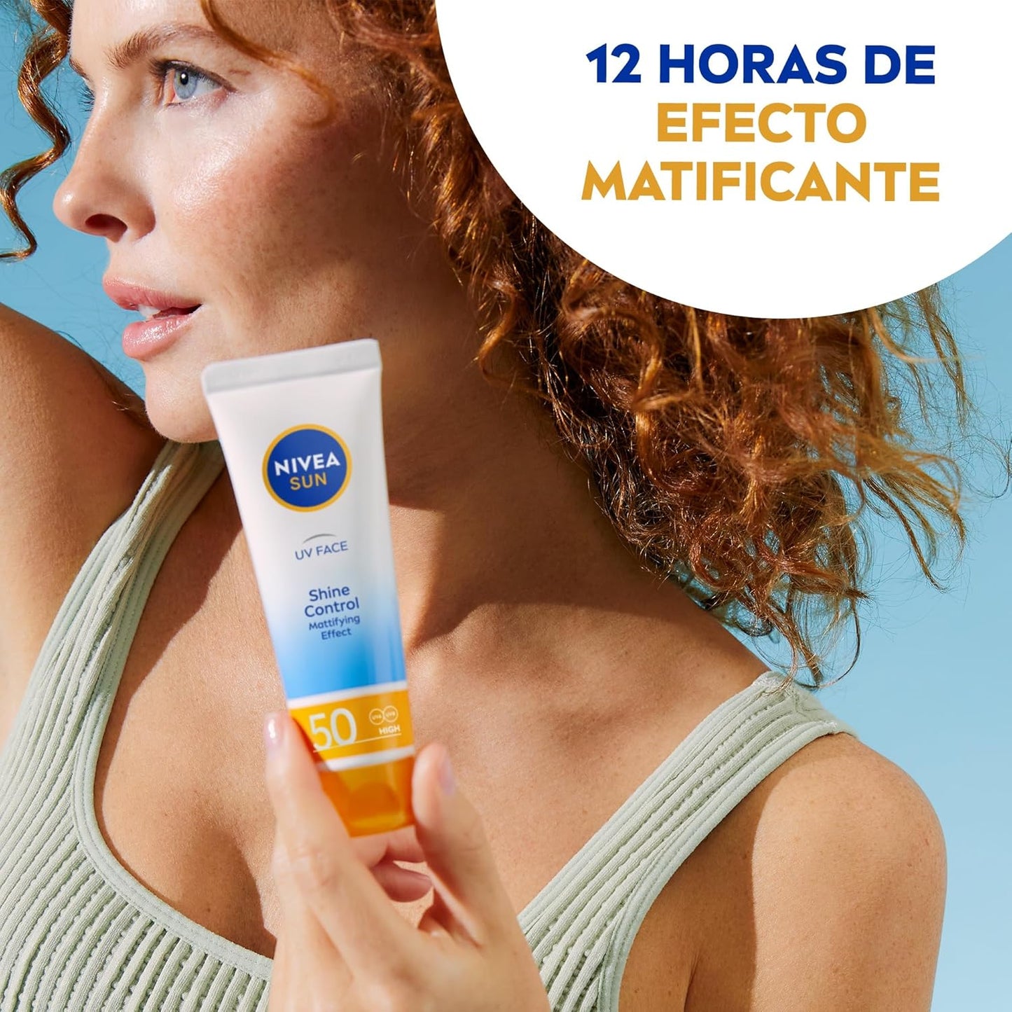 NIVEA SUN Protección Solar Alta UV Control De Brillos FP50 (50 Ml), Crema Facial, Matificante Con 0% Sensación Pegajosa