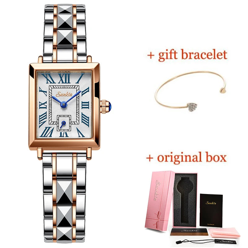 LIGE Brand  Women Watch Waterproof Roman Numeral Fashion Retro Classic Small Gold Ladies Watch Quartz Watches Montre Femme