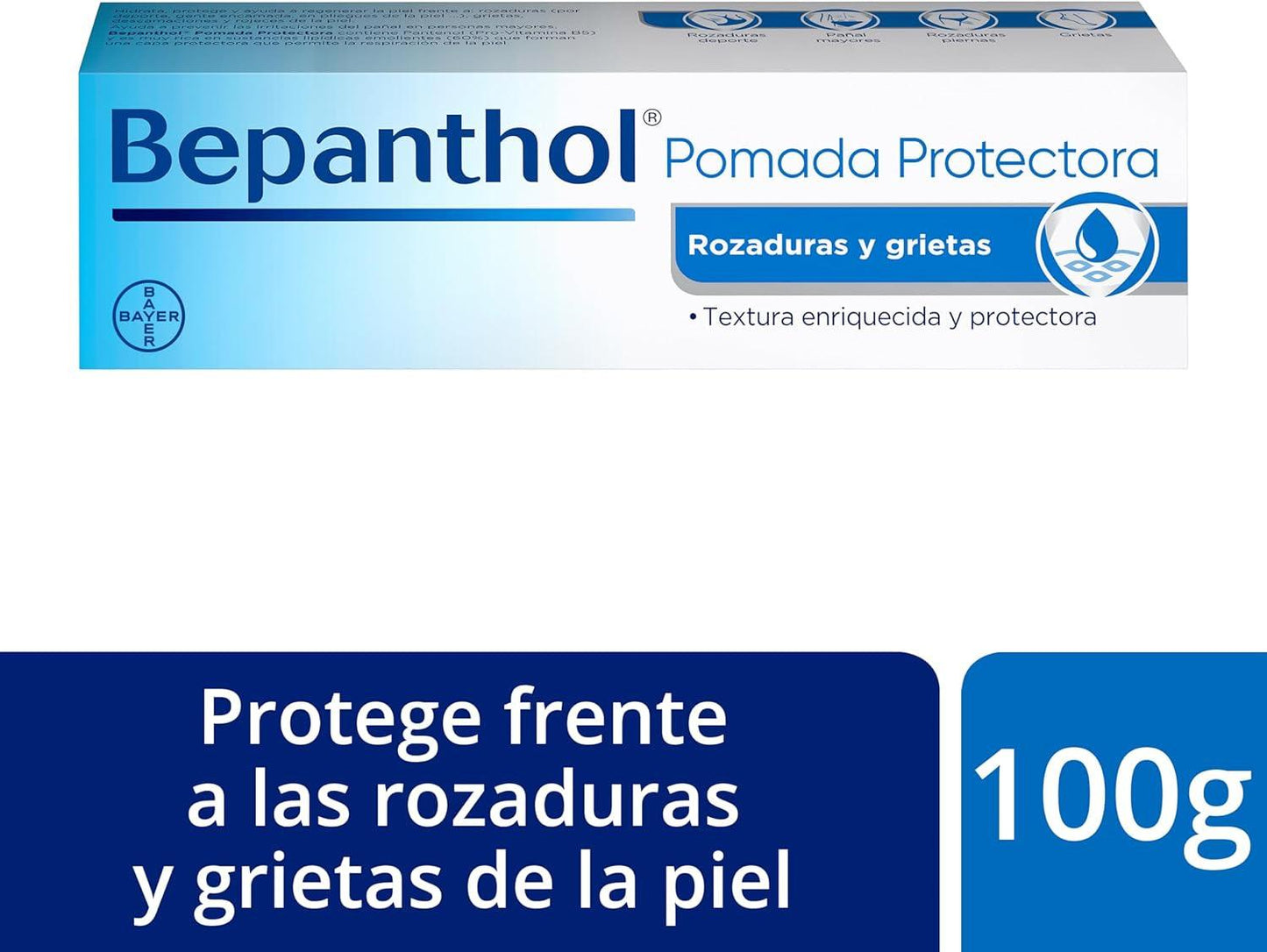 Bepanthol Pomada Protectora Hidratante, Protege Y Regenera La Piel Seca, Irritada O Sensibilizada Por Factores Externos, 100 G