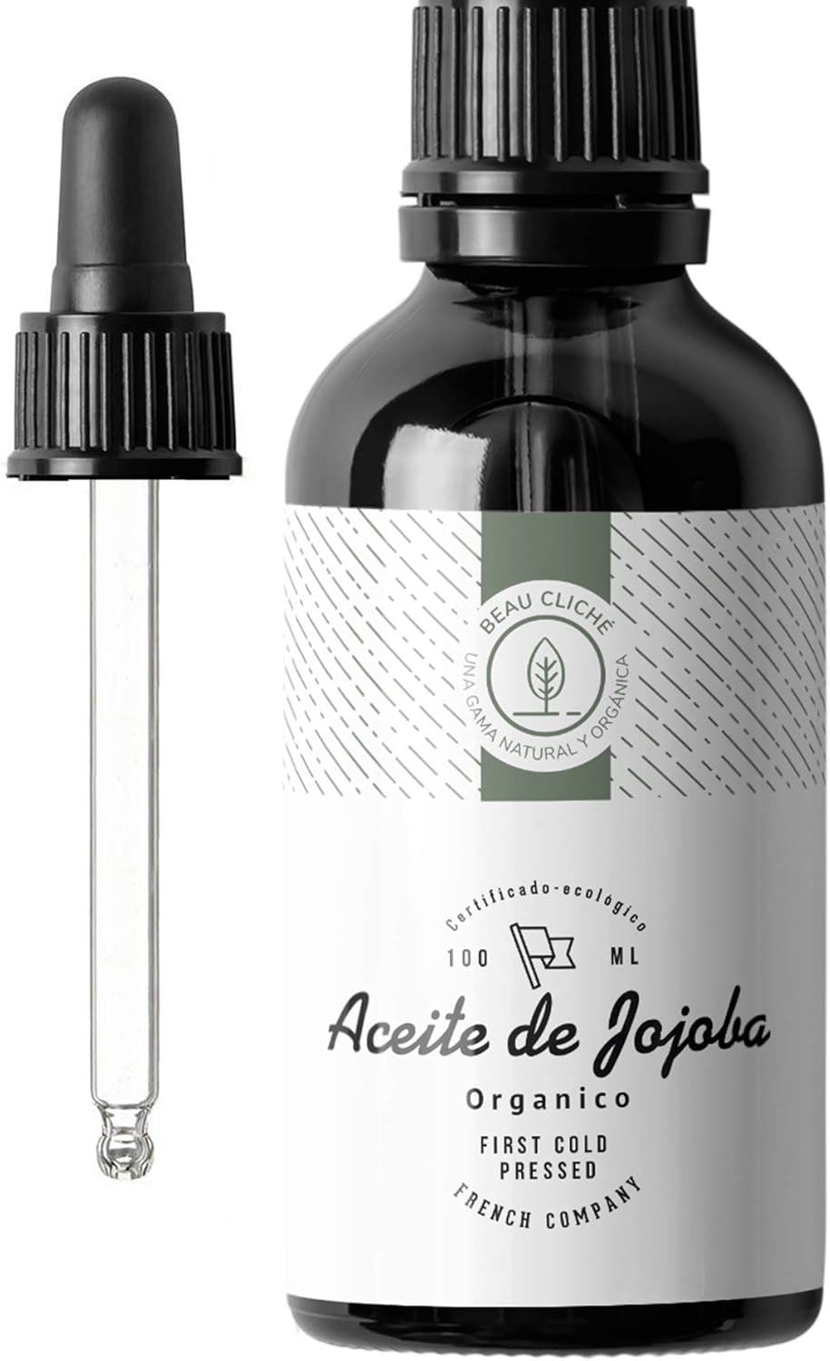 100Ml Aceite De Jojoba Orgánico, Prensado En Frío, Puro - Cuidado 100% Natural Para La Piel, Cabello, Barba - Botella De Cristal