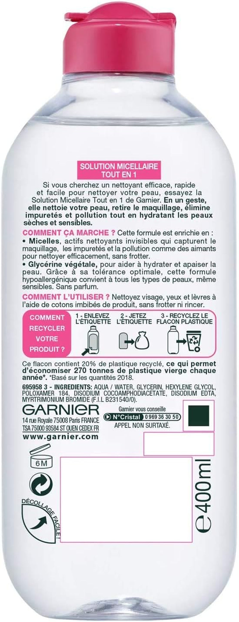 Garnier - Skinactive - Solution Micellaire Tout En Un - Peaux Sèches Et Sensibles - Grand Format - 400 Ml