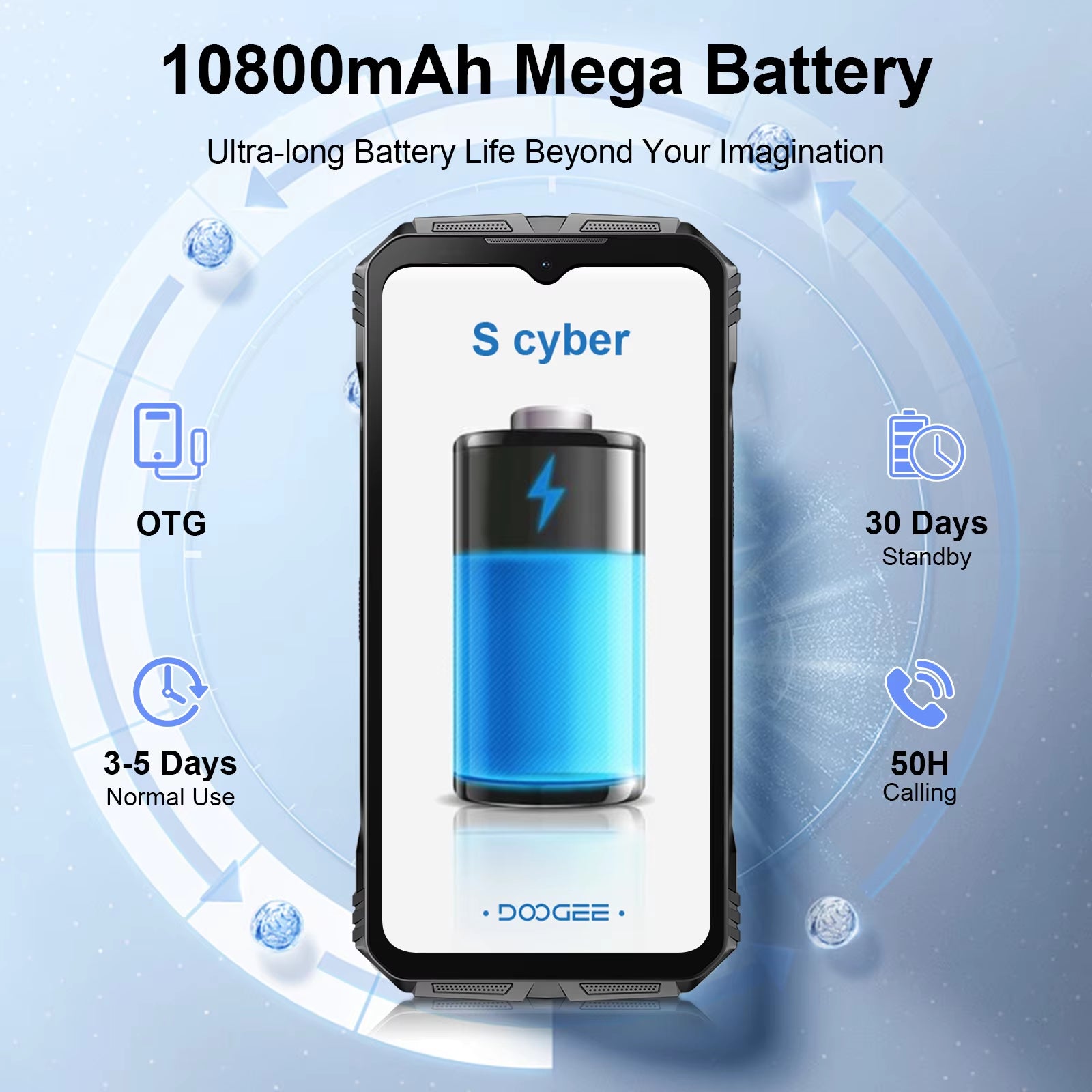 Global Version  S Cyber Rugged Phone 6.58" 90Hz Ips Screen 8Gb+256Gb Android 14 10800Mah Large Battery 50Mp Ai Main Camera