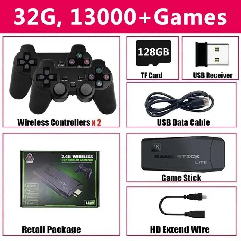 Video Game Console Built-In 20000 Games Wireless Controller TV Game Stick 4K HD Retro Mini Handheld Game Player