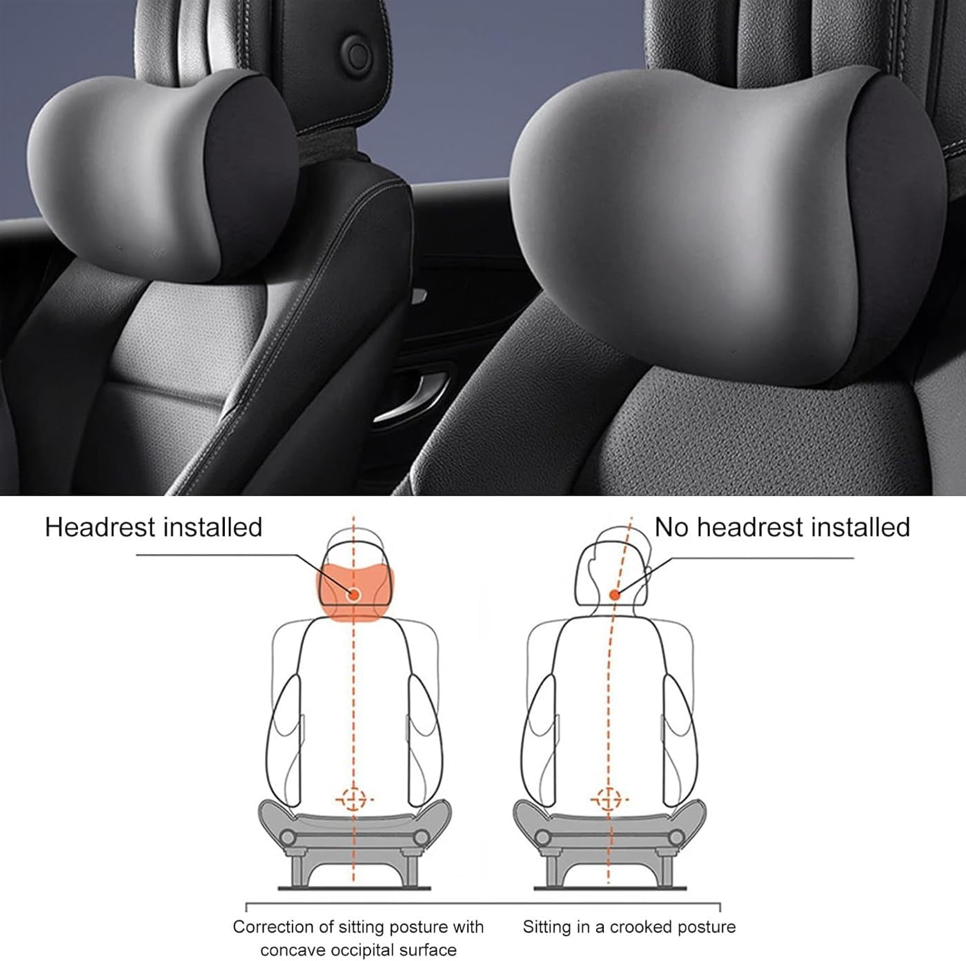 Almohada Cervical Coche, Almohada Cervical Para Coche Para Conducir, Almohada Para El Cuello Del Coche, Correas Ajustables Para El Reposacabezas Del Asiento Del Coche